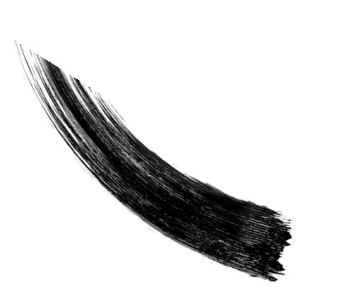 mascara and eyeliner with smudge stroke paint for makeup cosmetic product mockup on white background