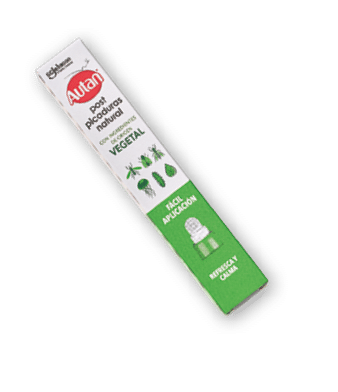 Envase de producto Autan post picaduras natural con ingredientes de origen vegetal que facilita la aplicaci n y refresca y calma la piel. Descripci n generada con IA