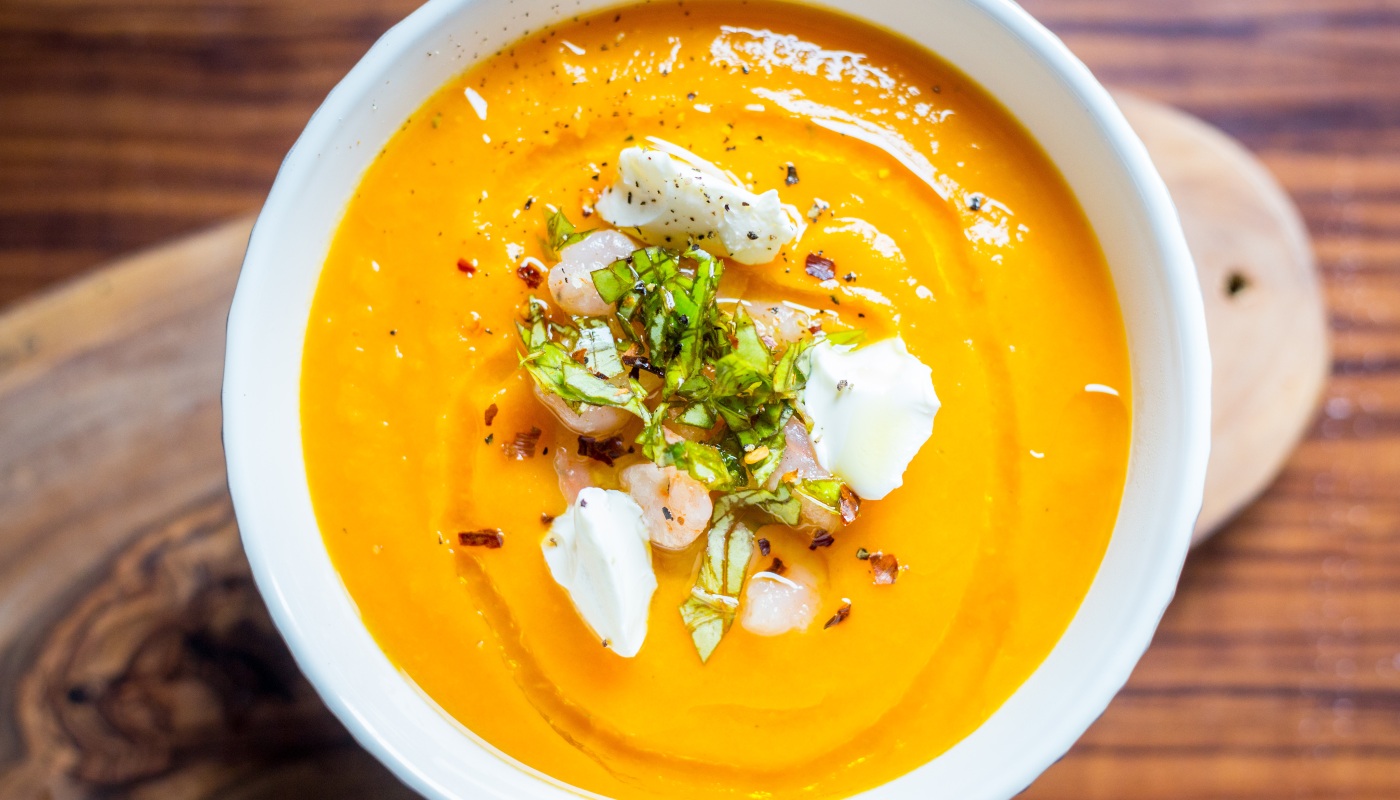CREMA DE BONIATO CON CURRY, ZANAHORIA Y NARANJA